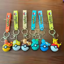 Juego de llaveros Pokémon Poké Ball, llavero con figura de Pikachu Eevee Charmander, llavero coleccionable de Anime para bolso, mochila, regalo